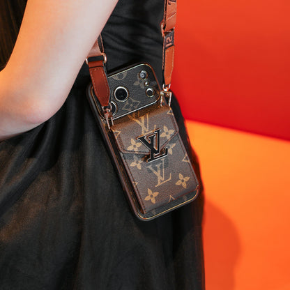 Klassische Luxus-Kartenhalter-Hülle mit Crossbody-Gurt – Ansicht 3