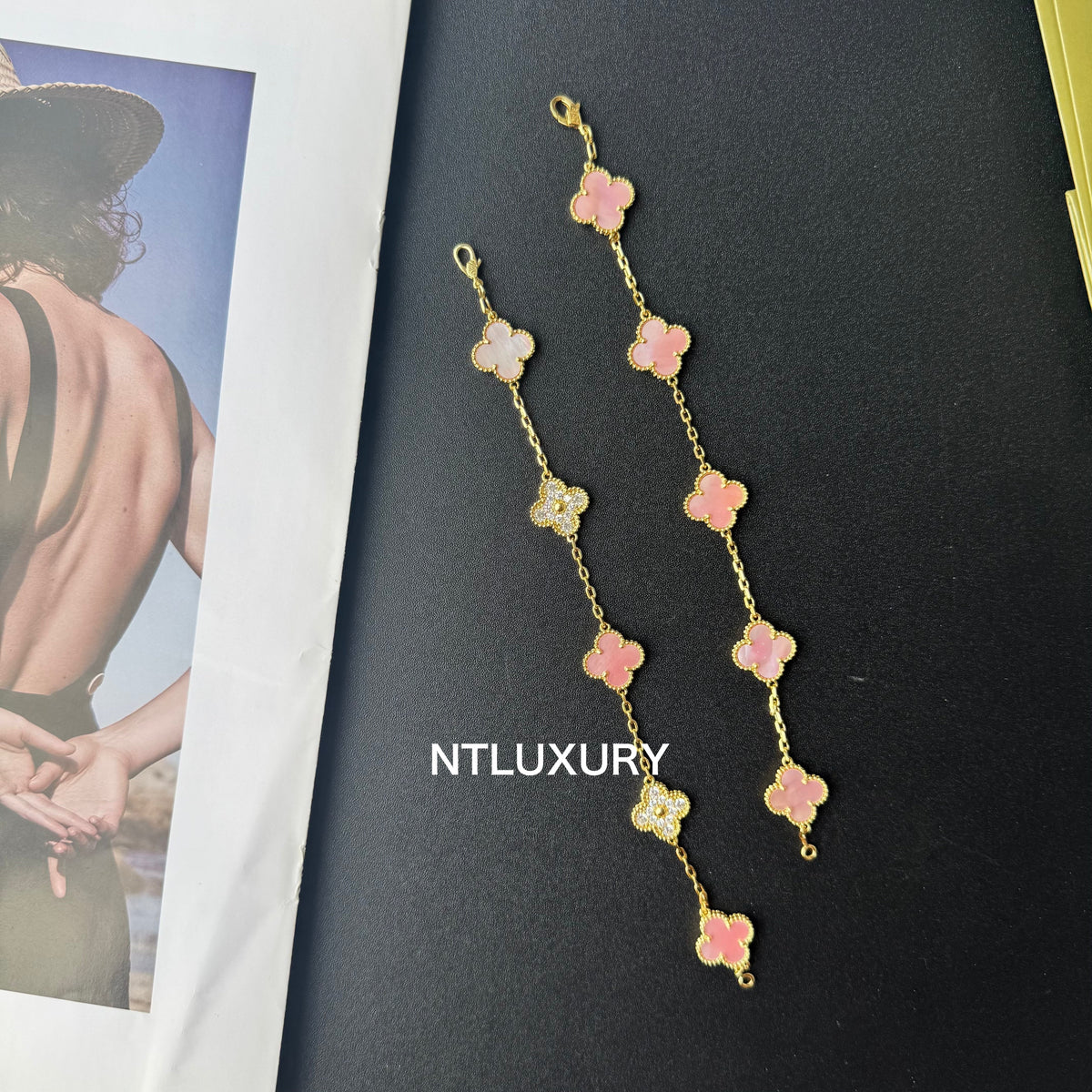 Shell Girl & Shining Leaves Armband (Pink)