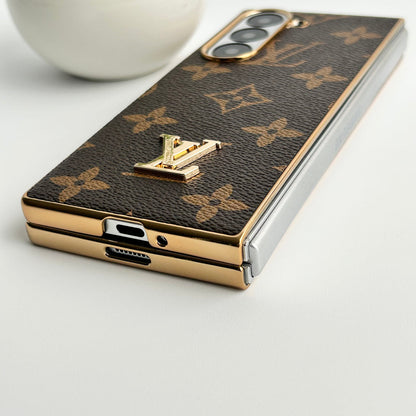 Goldfarbene Hülle in Lederoptik für Samsung Galaxy Z Fold 6 – Originalansicht 5