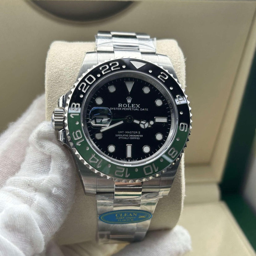Meridian Sportuhr Grün-Schwarz mit Gliederarmband 40 mm