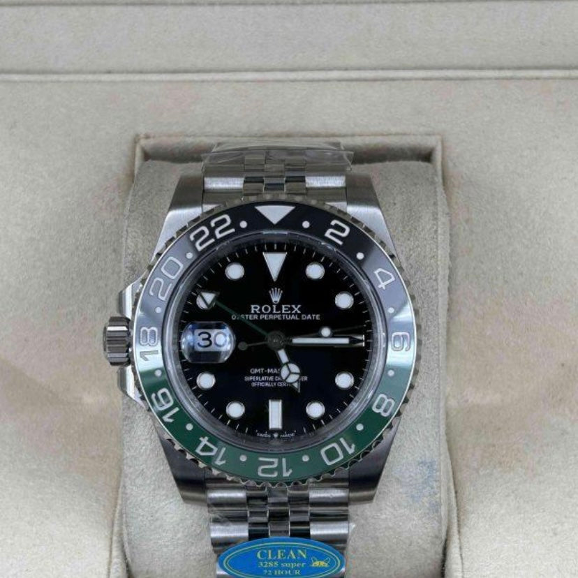 Meridian Sportuhr Grün-Schwarz mit feinem Gliederarmband 40 mm