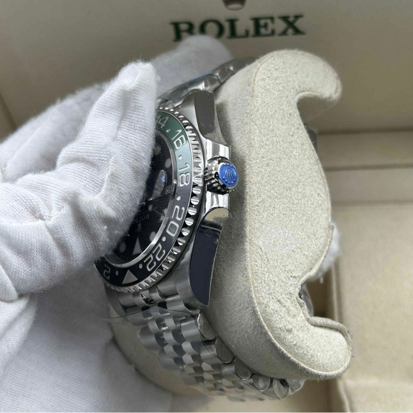 Meridian Sportuhr Grün-Schwarz mit feinem Gliederarmband 40 mm