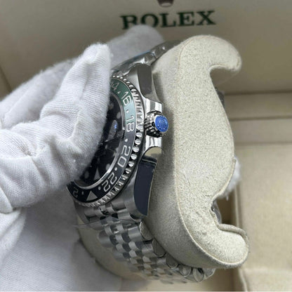 Meridian Sportuhr Grün-Schwarz mit feinem Gliederarmband 40 mm