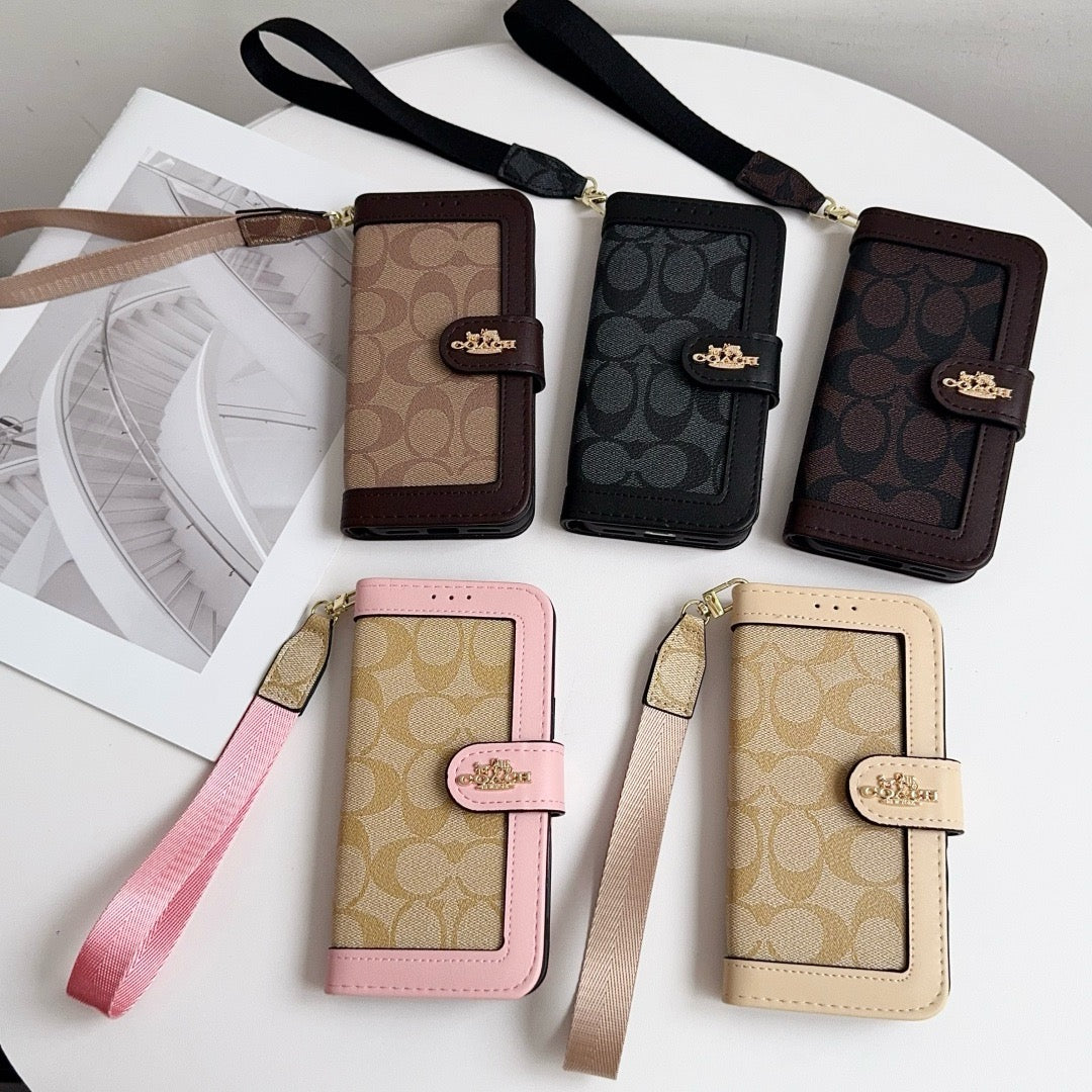 Luxus-Wallet-Hülle mit Muster, Kartenfach & Gurt – Ansicht 2