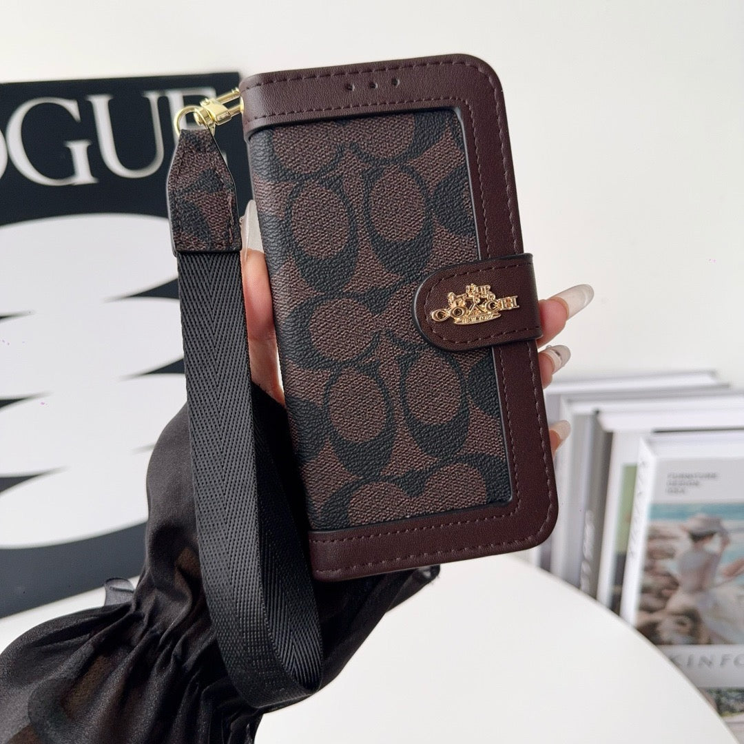 Luxus-Wallet-Hülle mit Muster, Kartenfach & Gurt – Ansicht 17