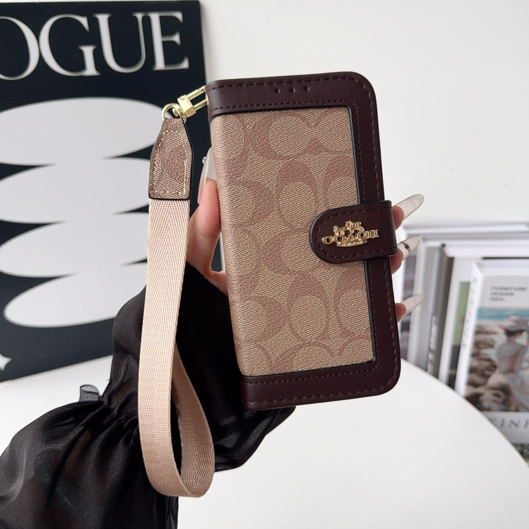 Luxus-Wallet-Hülle mit Muster, Kartenfach & Gurt – Ansicht 18