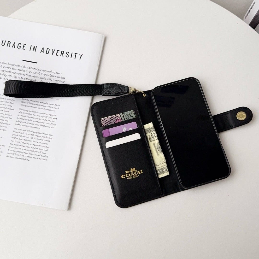 Luxus-Wallet-Hülle mit Muster, Kartenfach & Gurt – Ansicht 3