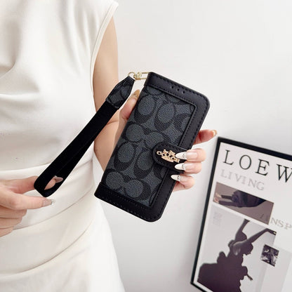 Luxus-Wallet-Hülle mit Muster, Kartenfach & Gurt – Ansicht 8