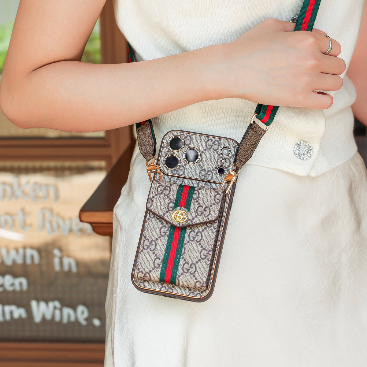 Vintage Wallet-Handyhülle mit Crossbody-Gurt – Ansicht 6