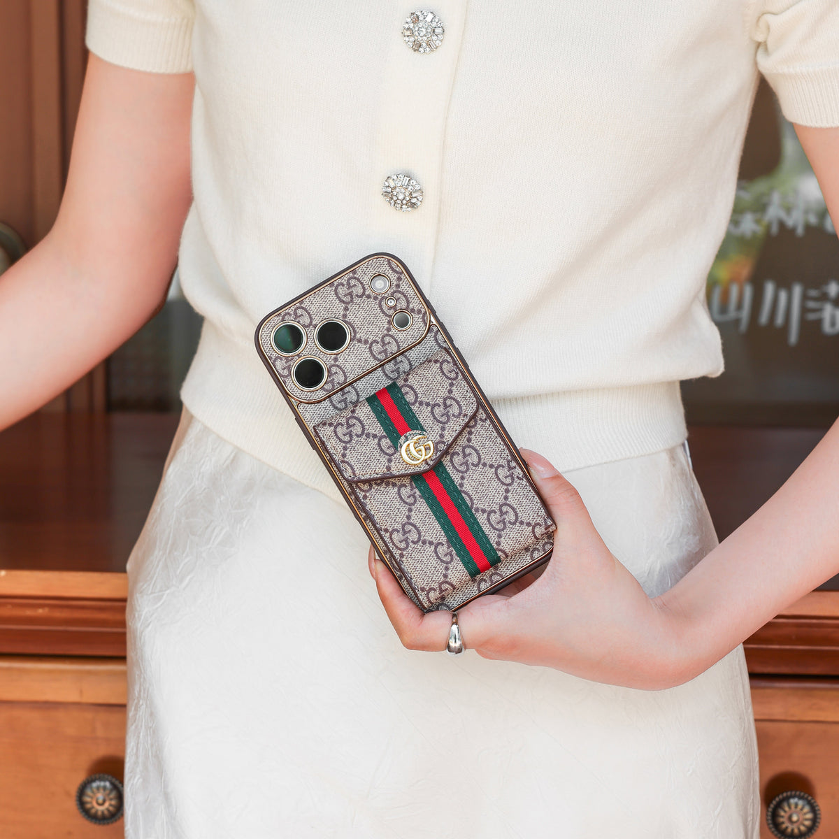 Vintage Wallet-Handyhülle mit Crossbody-Gurt – Ansicht 8