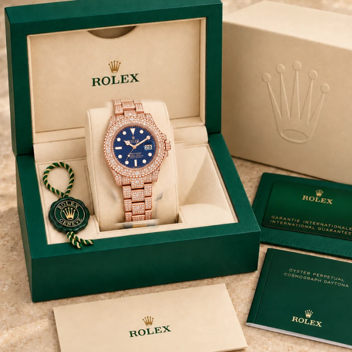 Marinus Schmuckstein Rosegold Blau 41mm in grüner Box; Box optional