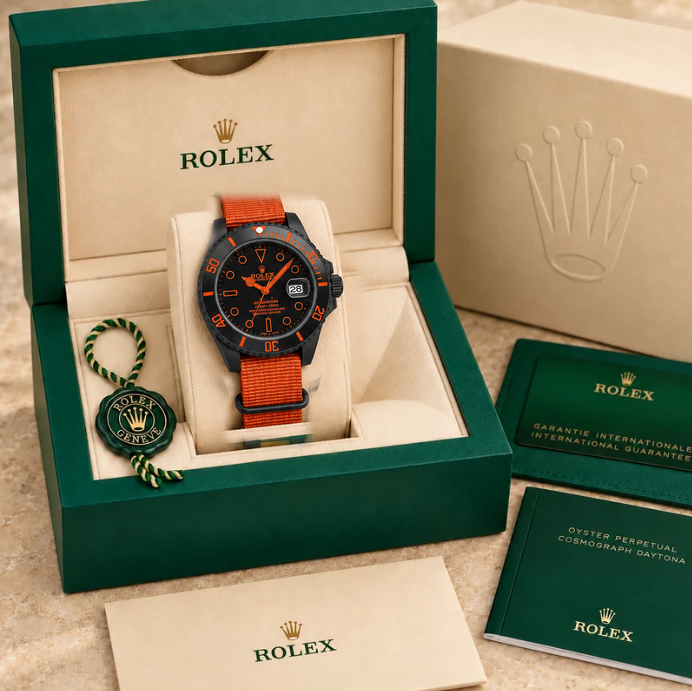 Marinus Sportuhr Schwarz Orange 40mm in grüner Box; Box optional