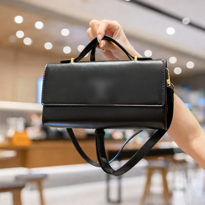 Luxuriöse Lederhandtasche mit Schulterriemen – Originalansicht