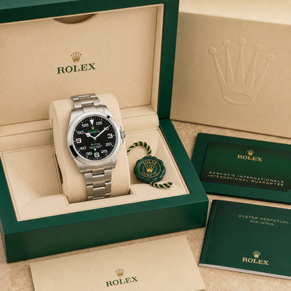 Air-King 126900 "Black Dial" complete set met doos en certificaten