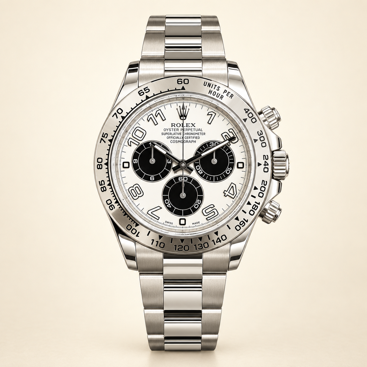 Alvario Herren-Chronograph, Vorderansicht mit arabischen Ziffern