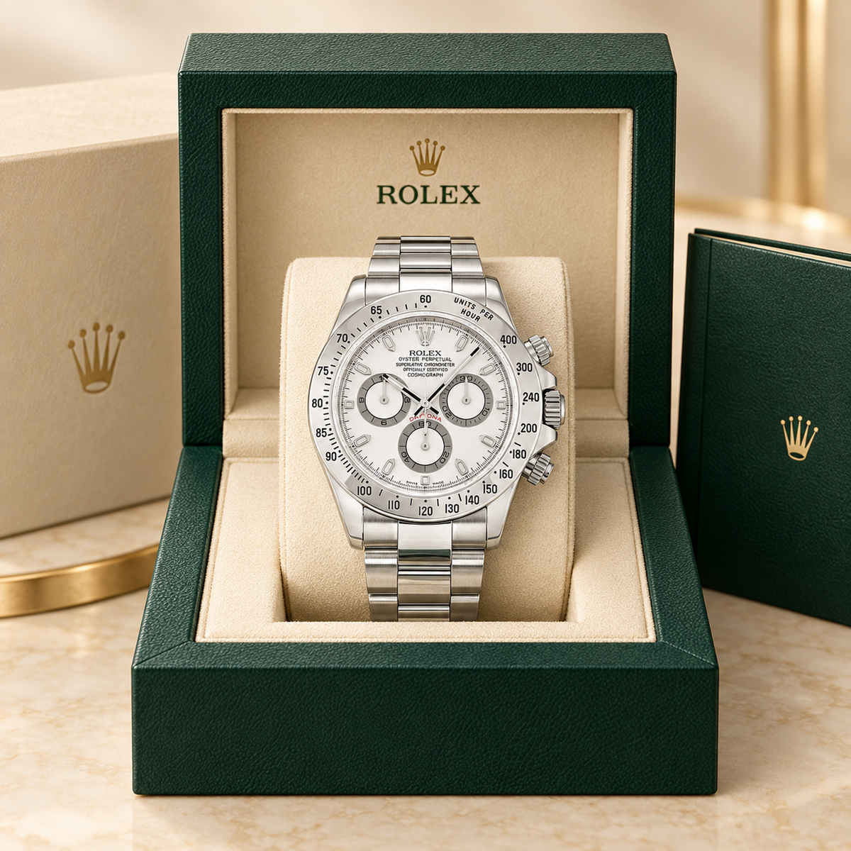 Argento Chronograph in Weiß und Silberfarben, 40 mm, in Präsentationsbox