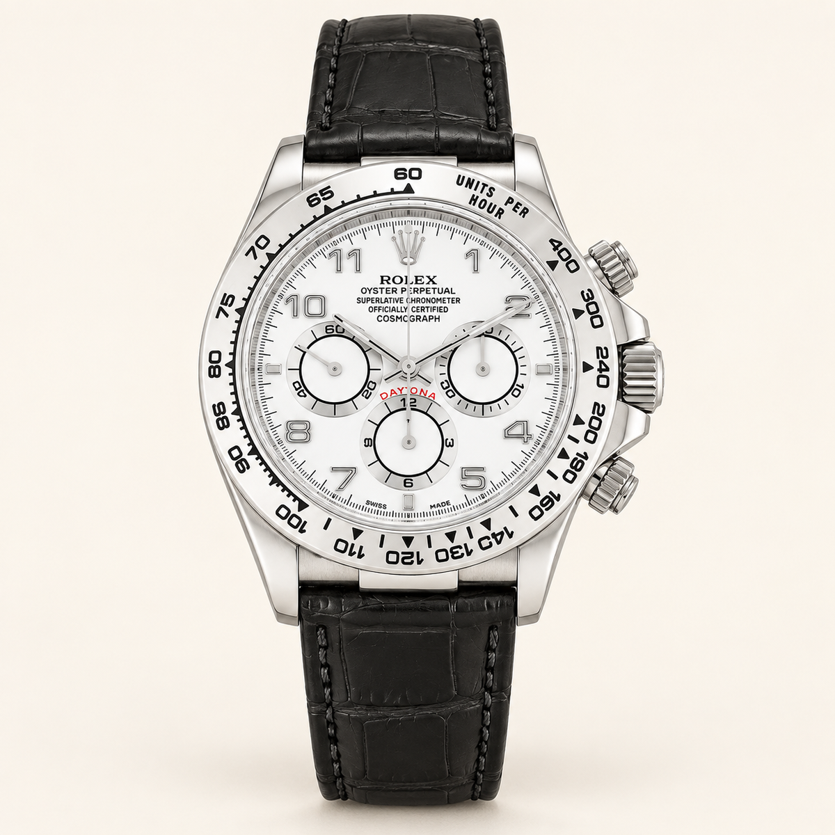 Arvello Herren-Chronograph – Weiß, Schwarz & Silberfarben – Vorderansicht