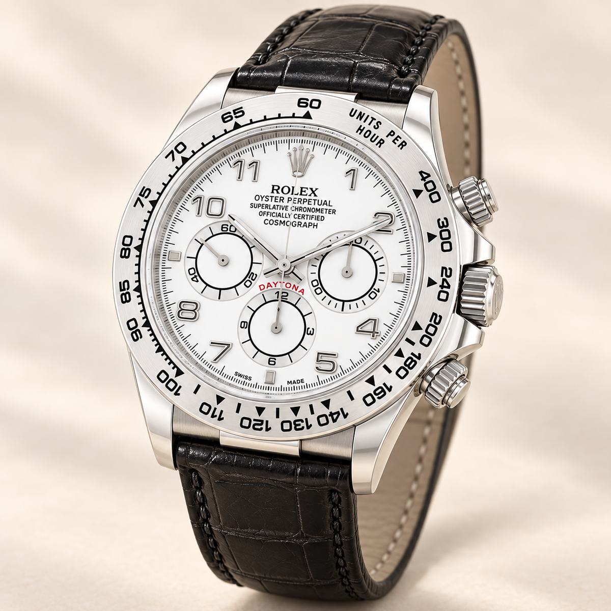 Arvello Herren-Chronograph – Weiß, Schwarz & Silberfarben – Seitenansicht
