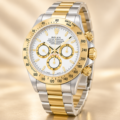 Aurelio Chronograph Compact – Seitenansicht des bicoloren Gehäuses