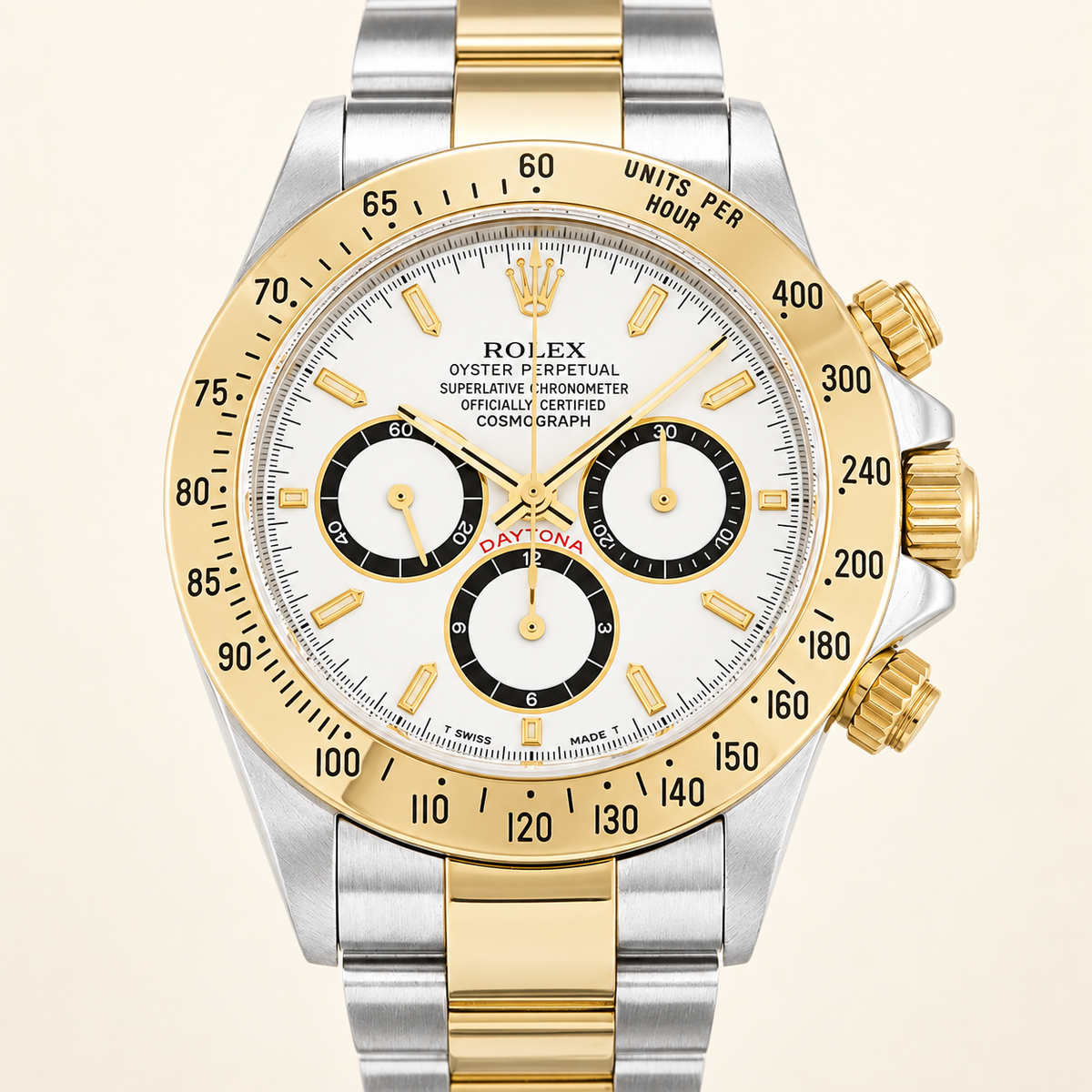 Aurelio Herren-Chronograph – Weiß, Schwarz & Bicolor – Vorderansicht