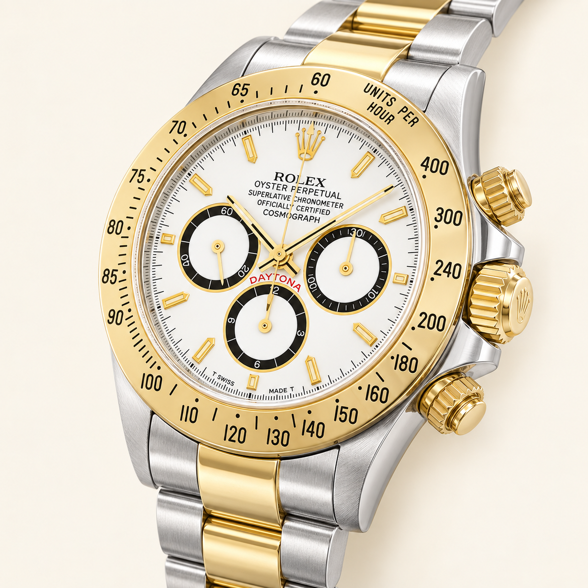 Aurelio Herren-Chronograph – Weiß, Schwarz & Bicolor – Seitenansicht