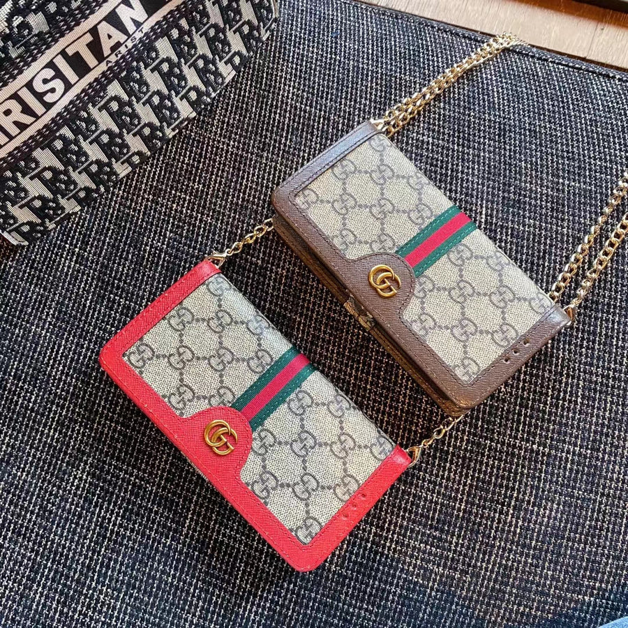 Handytasche mit Kartenhalter und Kette für Samsung – Originalansicht 1