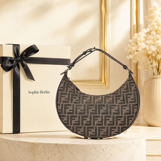 Geometrisch Small Jacquard-Tasche Braun – Luxusansicht