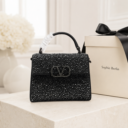 VSling Mini Kristalltasche Schwarz – Luxusansicht