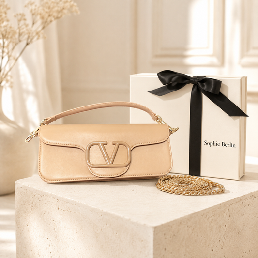 Locò Kalbsleder-Umhängetasche Beige – Luxusansicht