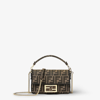 Baguette Mini Jacquard-Tasche Braun – Originalansicht