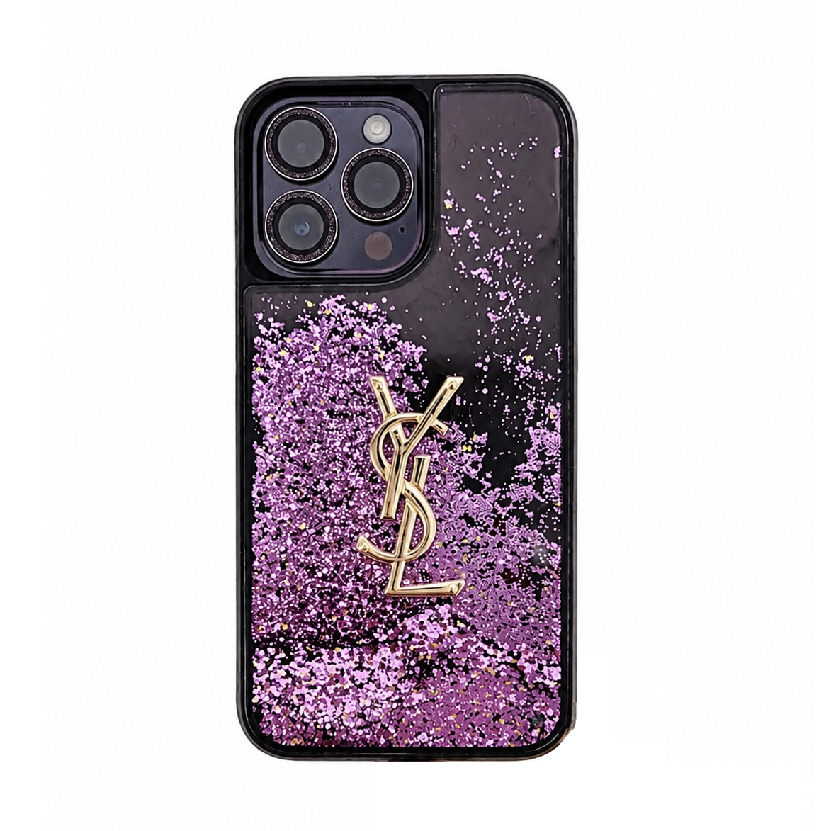 Glänzende Monogramm-Handyhülle mit Kette – Ansicht 1