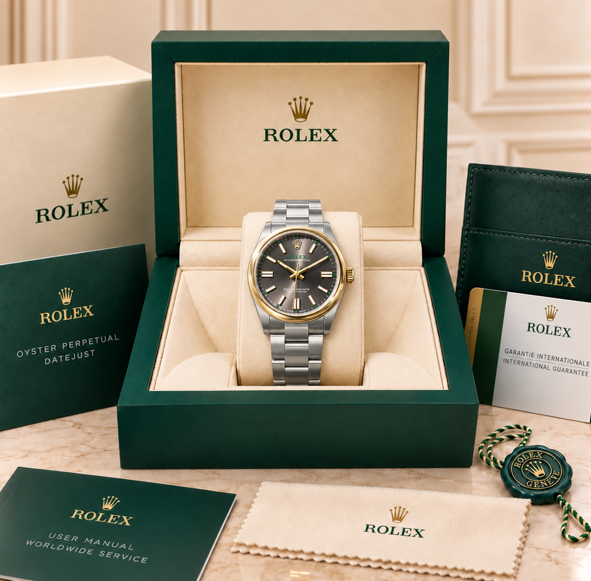 Elegante Herrenuhr – Bicolor & Anthrazit in der Präsentationsbox