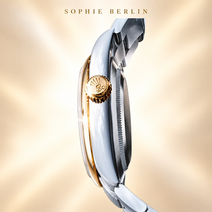 Elegante Herrenuhr – Bicolor & Anthrazit – Seitenansicht mit Krone – Sophie Berlin