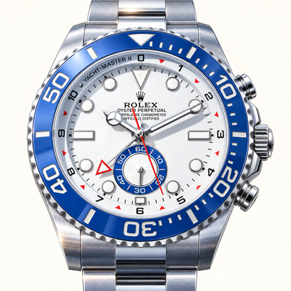 Maritime Herrenuhr – Blau & Weiß – Detailansicht von Zifferblatt, Lünette und sichtbarer Krone