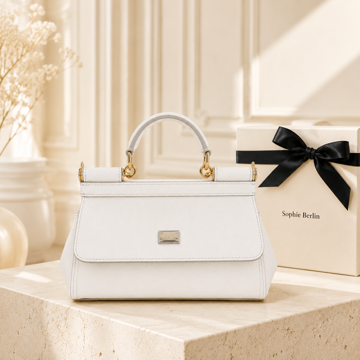 Tasche Sicilia in Leder bianca – Luxus-Profilfoto