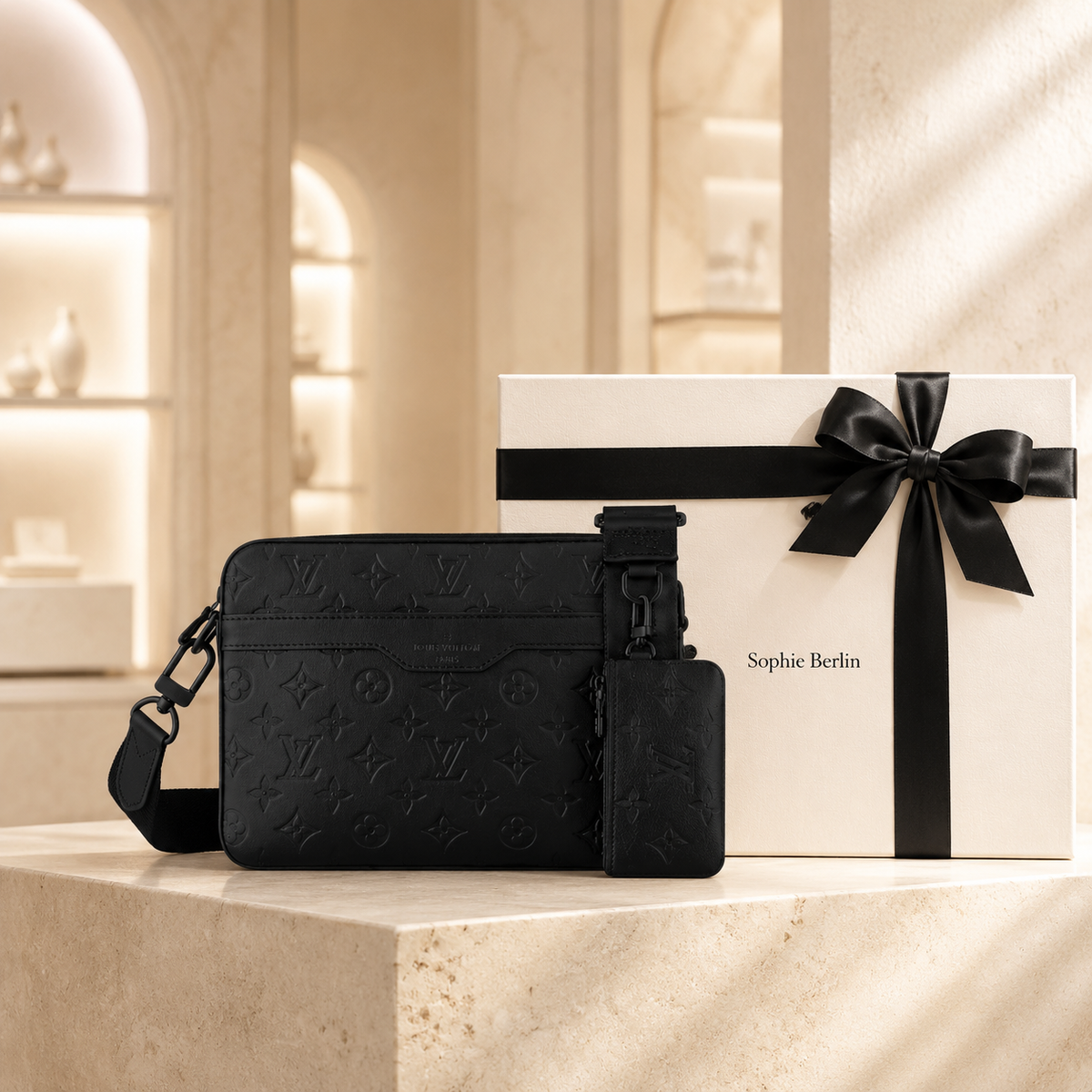 Tasche messenger Trio Schwarz Uomo Luxus-Profilfoto