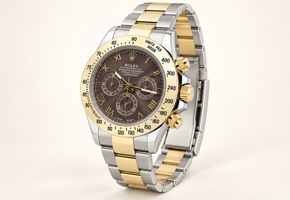 Brunello Chronograph in Dunkelbraun und Bicolor – 40 mm, Seitenansicht