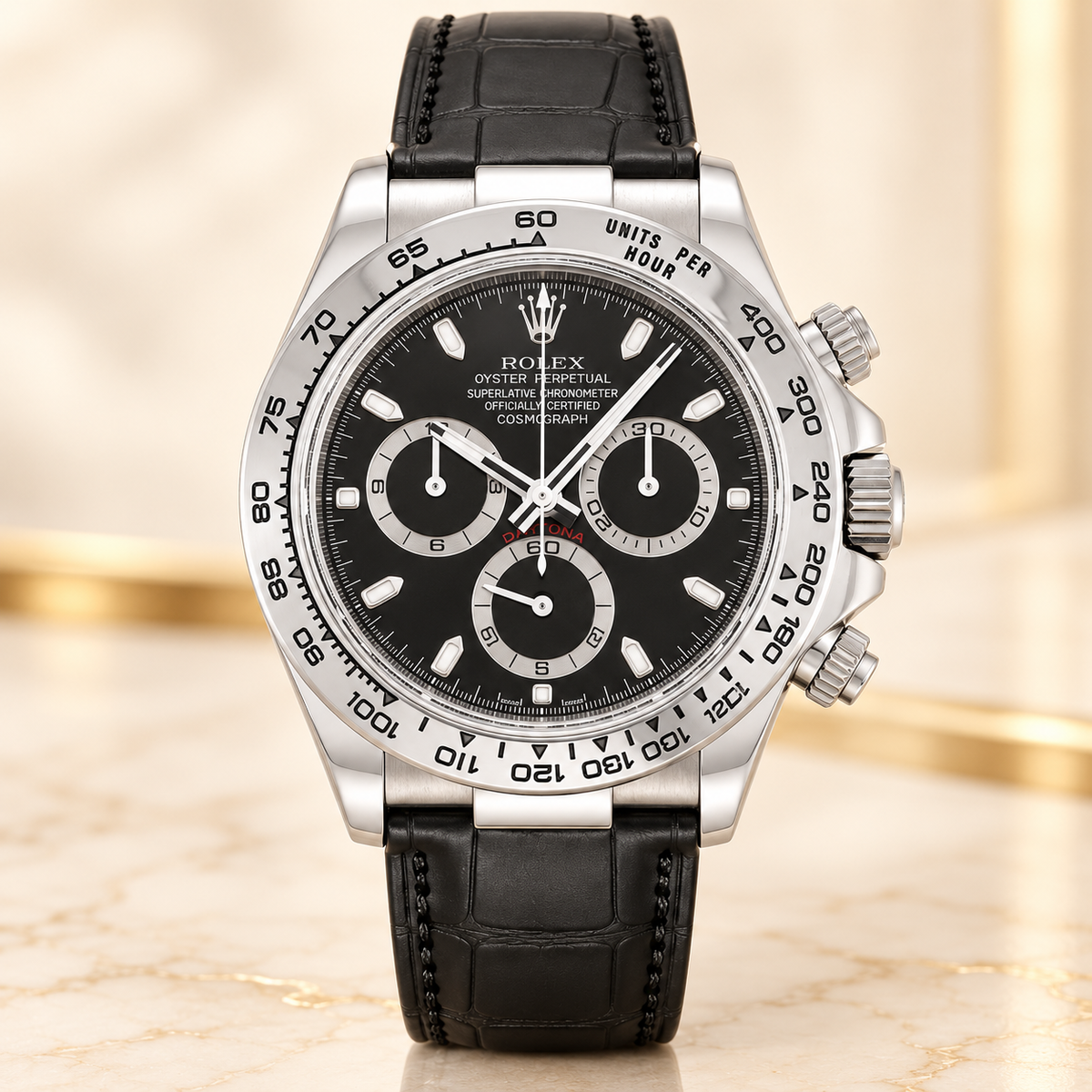 Cavero Herren-Chronograph – Vorderansicht mit schwarzem Zifferblatt