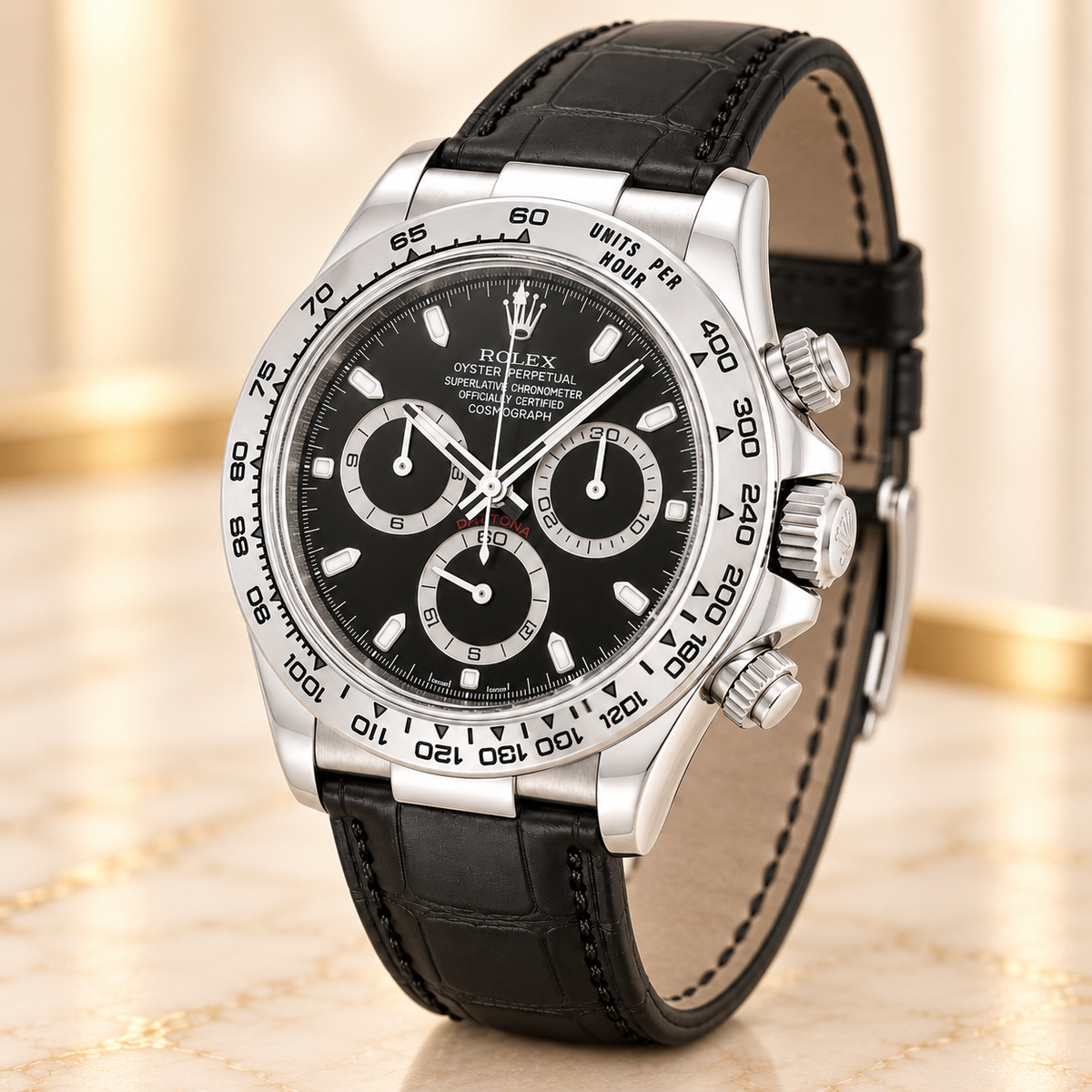 Cavero Herren-Chronograph – Seitenansicht mit Krone und Drückern
