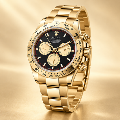 Champavio Herren-Chronograph in Schwarz, Champagner und Goldfarben, 40 mm – Seitenansicht