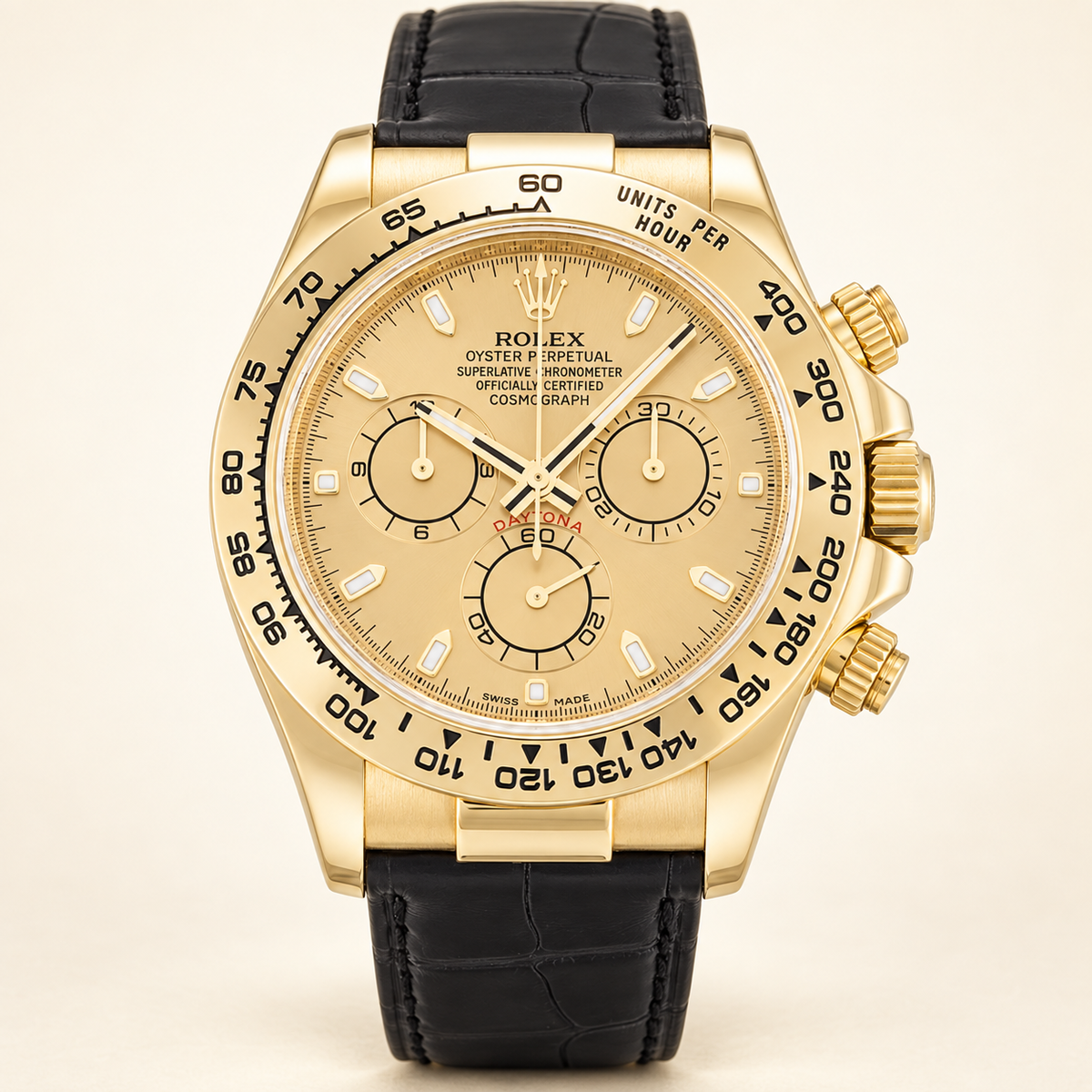 Champelio Herren-Chronograph – Vorderansicht mit champagnerfarbenem Zifferblatt