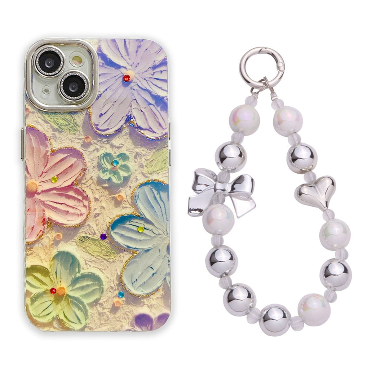 Retro-Blumen iPhone-Hülle mit Kristall-Kameraschutz