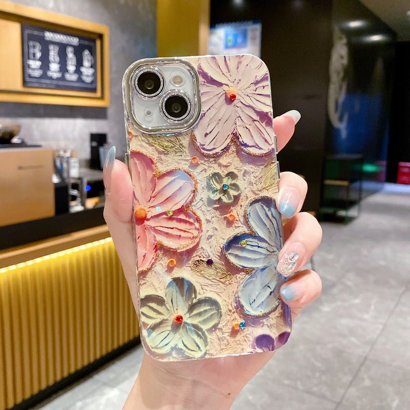 Retro-Blumen iPhone-Hülle mit Kristall-Kameraschutz