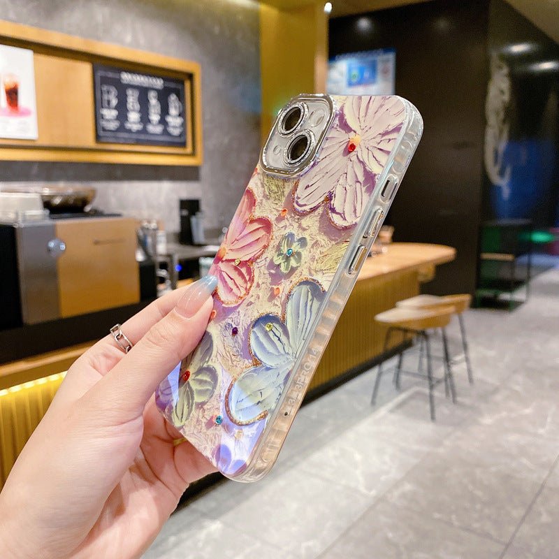 Retro-Blumen iPhone-Hülle mit Kristall-Kameraschutz