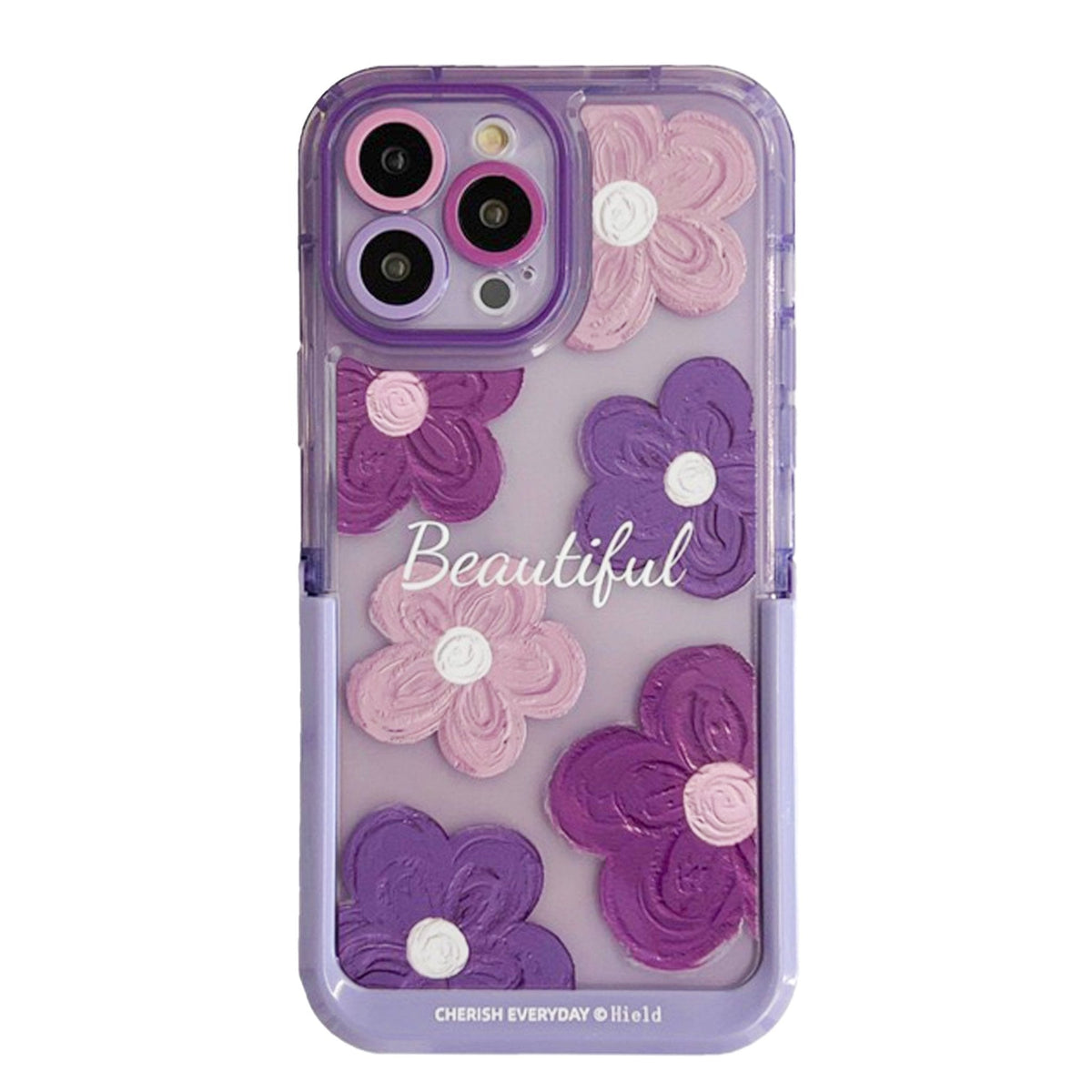 Lila Blumen iPhone-Hülle mit Ständer