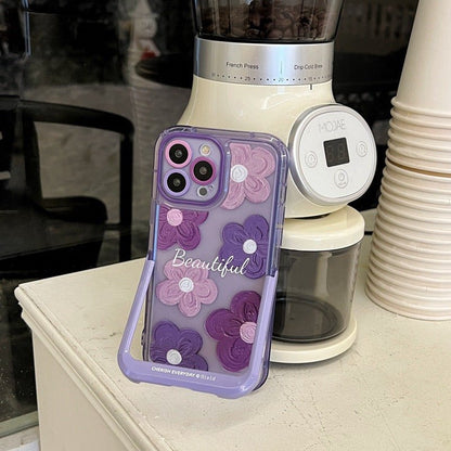Lila Blumen iPhone-Hülle mit Ständer