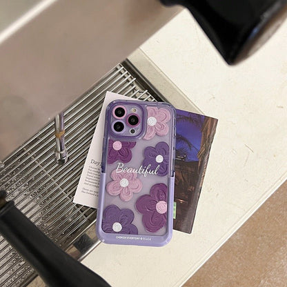 Lila Blumen iPhone-Hülle mit Ständer