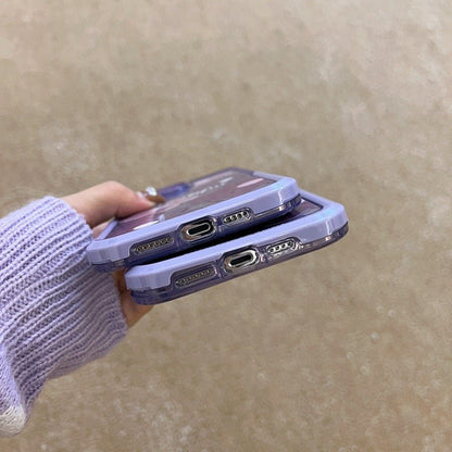 Lila Blumen iPhone-Hülle mit Ständer