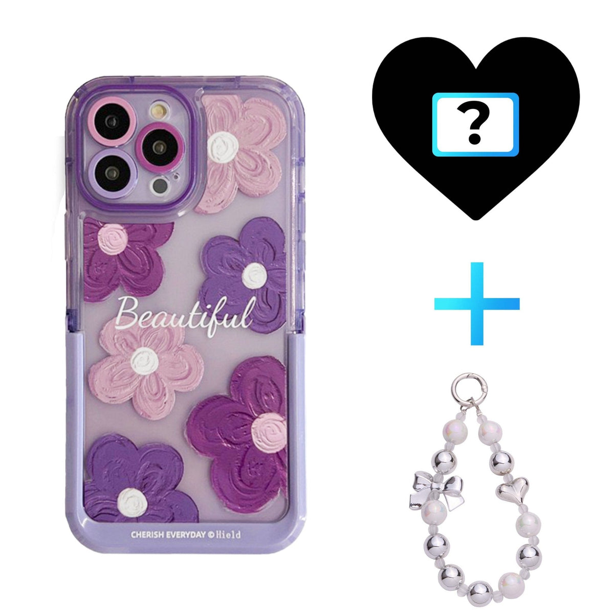 Lila Blumen iPhone-Hülle mit Ständer