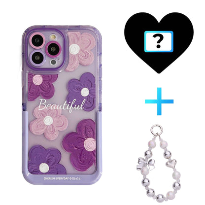 Lila Blumen iPhone-Hülle mit Ständer